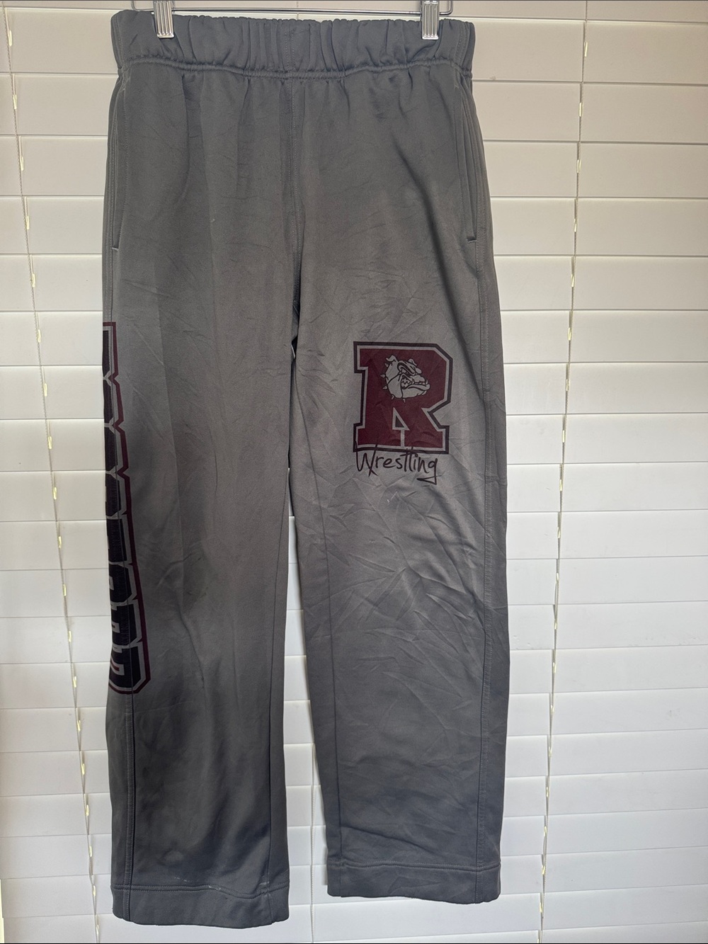 J. America Gray Sweatpants with Maroon Wrestling 'R' Logo